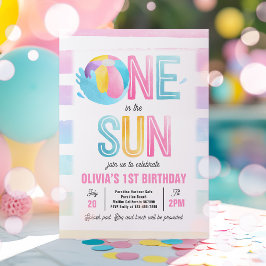 Invitación Fiesta De La Piscina Del Primer Cumpleaños De One 