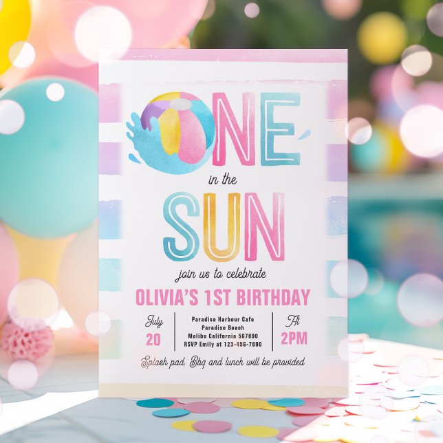 Invitación Fiesta De La Piscina Del Primer Cumpleaños De One  (Subido por el creador)