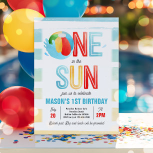 Invitación Fiesta De La Piscina Del Primer Cumpleaños De One 