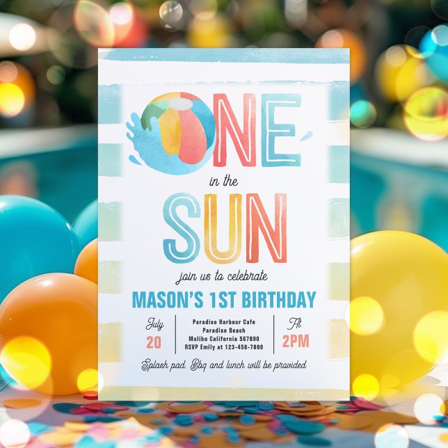 Invitación Fiesta De La Piscina Del Primer Cumpleaños De One  (Subido por el creador)