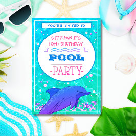 Invitación Fiesta de la piscina Dolphin Birthday