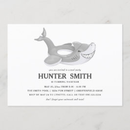 Invitación Fiesta de la piscina flotante de tiburón cumpleaño