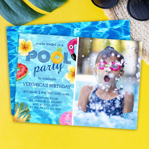 Invitación Fiesta de la piscina Foto Cumpleaños de verano