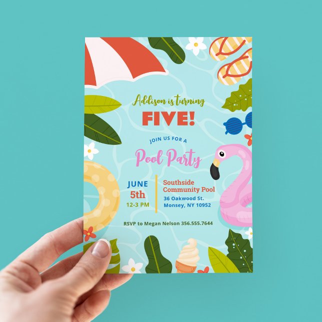 Invitación Fiesta de la piscina infantil de verano de cumplea (Subido por el creador)