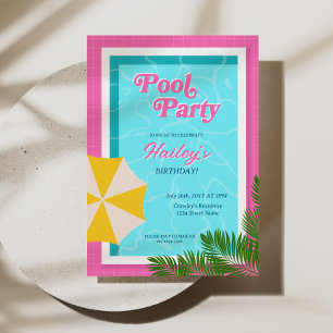 Invitación Fiesta de la piscina Invite a los cumpleaños a los