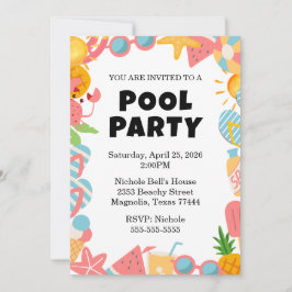 Invitación Fiesta De La Piscina Tropical