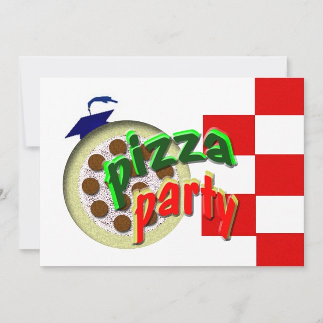 Invitación ¡Fiesta de la pizza de la graduación!!!! (Anverso)