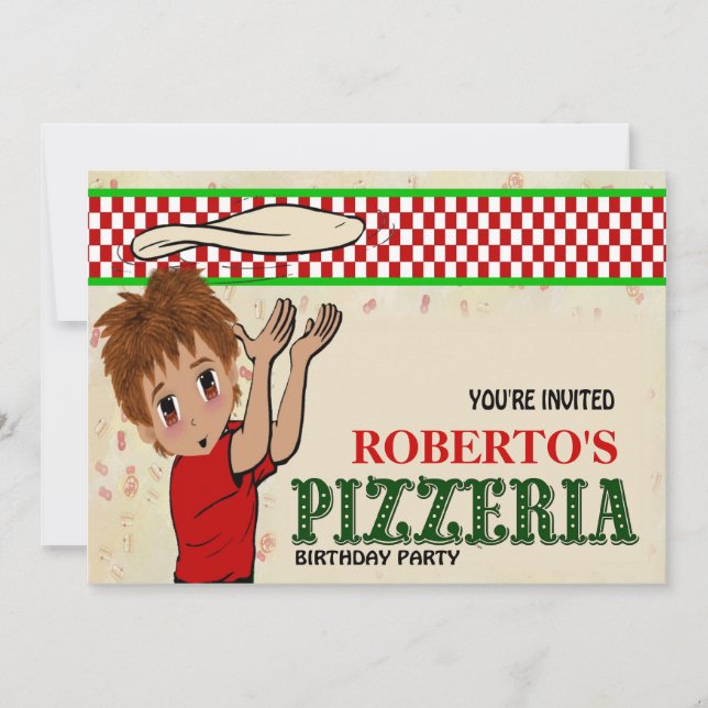 Invitación Fiesta de la pizzería de Roberto (Anverso)
