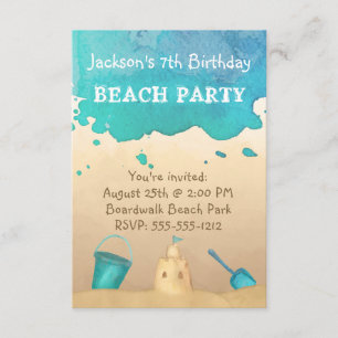 Invitación Fiesta de la playa, cumpleaños de encargo o