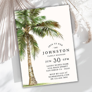 Invitación Fiesta de la playa de Palm Tree de la Reunión Fami