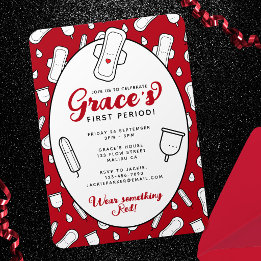 Invitación Fiesta de la Primera Menstruación con Toalla Higié