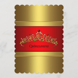 Invitación Fiesta de la Quinceanera de Oro Rojo y Oro