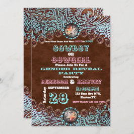 Invitación fiesta de la revelación de género de vaqueros o va