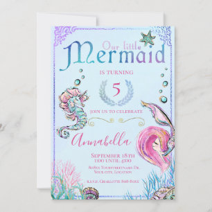 Invitación Fiesta de la Sirenita bajo el Mar Adorable