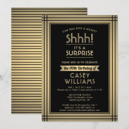Invitación ¡Fiesta de la sorpresa de cumpleaños Shhh! Elegant