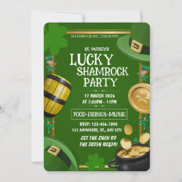 Invitación Fiesta de la Suerte Shamrock Día de San Patricio P