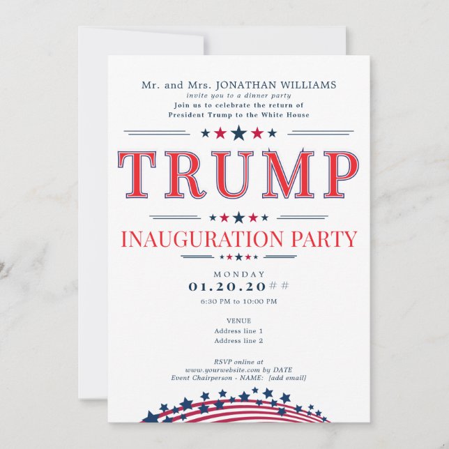 Invitación fiesta de la toma de mando del presidente Donald T (Anverso)