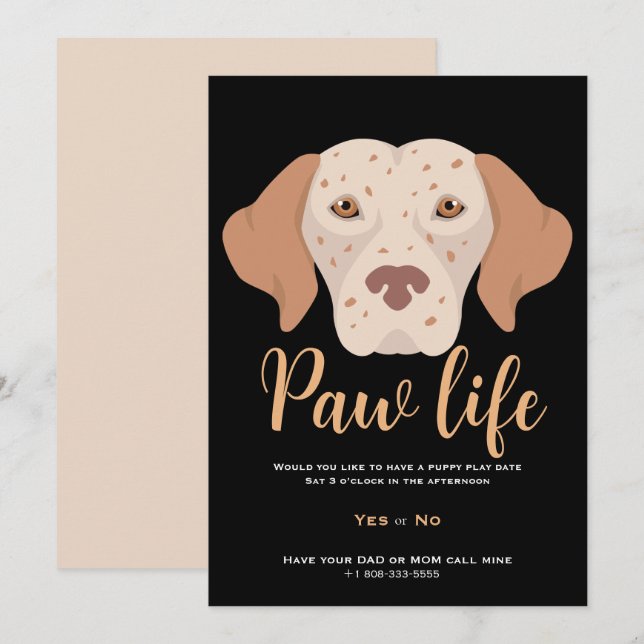 Invitación Fiesta de la vida de la pata de perro con cachorro (Anverso / Reverso)