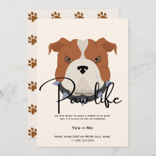 Invitación Fiesta de la vida de la pata de perro con cachorro