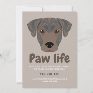 Invitación Fiesta de la vida de la pata del perrito cachorro 