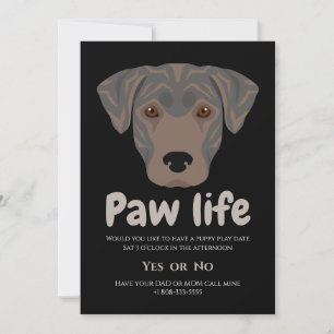 Invitación Fiesta de la vida de la pata del perrito lindo 