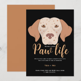 Invitación Fiesta de la vida de la pata del perrito lindo 
