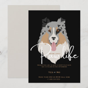 Invitación Fiesta de la vida de la pata del perrito lindo 