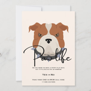 Invitación Fiesta de la vida de la pata del perrito lindo 