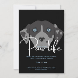 Invitación Fiesta de la vida de la pata del perrito lindo 