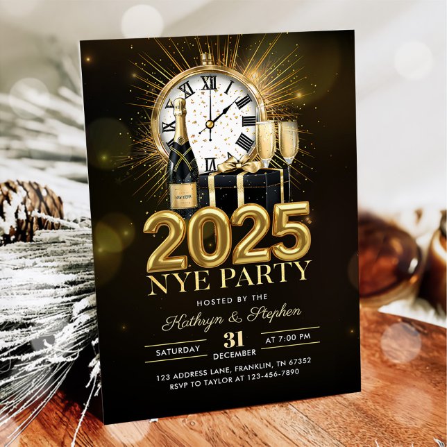Invitación Fiesta de la víspera de Año Nuevo 2025 de Purpurin (Subido por el creador)