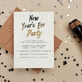 Invitación Fiesta de la víspera de Año Nuevo beige estilo gra