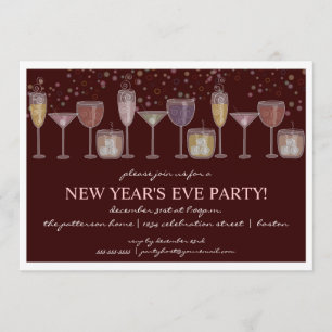 Invitación Fiesta de la víspera de Año Nuevo, celebración de