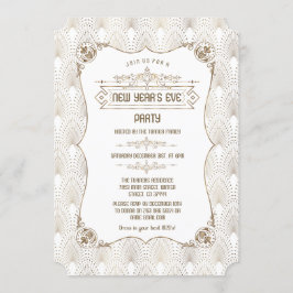 Invitación Fiesta de la víspera de Año Nuevo de Gold Fleur-de