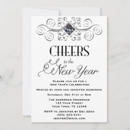 Invitación Fiesta de la víspera de Año Nuevo del glamur blanc