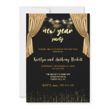 Fiesta de la víspera de Año Nuevo Negro de oro esp