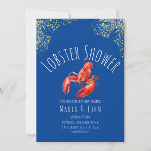 Invitación Fiesta de langosta al acuarela  Baby Shower Azul O