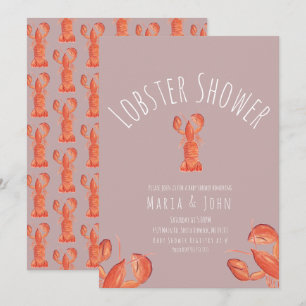Invitación Fiesta de langosta al acuarela  Baby Shower Cangre