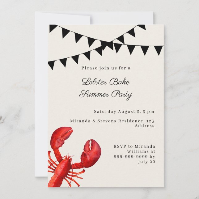 Invitación Fiesta de langosta y verano (Anverso)