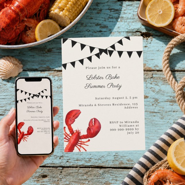 Invitación Fiesta de langosta y verano (Subido por el creador)