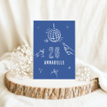 Invitación fiesta de las bebidas de cumpleaños del arco dibuj<br><div class="desc">Brillantes azules de la mano edad editable bebidas de cumpleaños cóctel bola de baile coqueta fiesta invitación.</div>