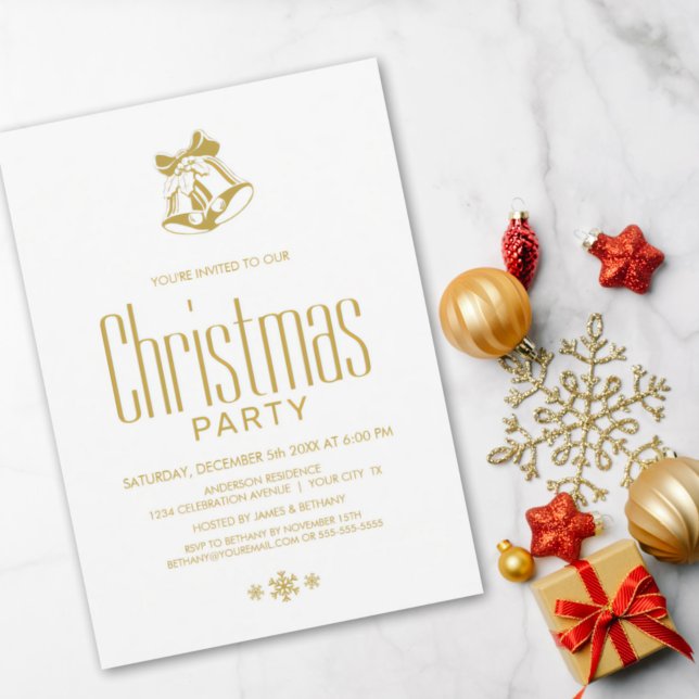 Invitación Fiesta de las campanas de los Navidades de oro mod (Subido por el creador)