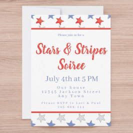 Invitación Fiesta de las Estrellas Azules Rojas 4 de julio