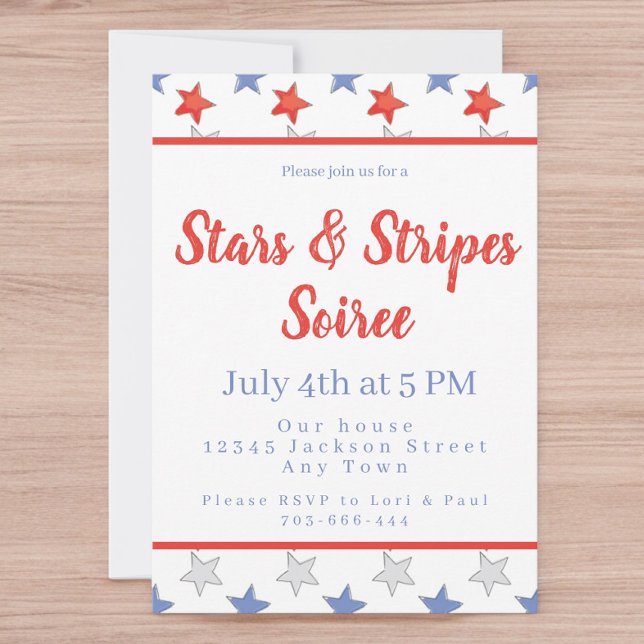 Invitación Fiesta de las Estrellas Azules Rojas 4 de julio (Subido por el creador)