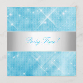 Invitación Fiesta de las luces azul blanco plateado