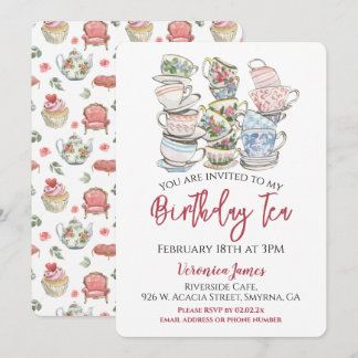 Invitación Fiesta de las tazas de té de cumpleaños