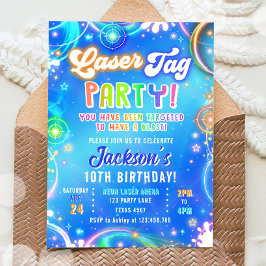 Invitación Fiesta de Laser Tag Neon Lasergame Glow Cumpleaños