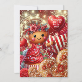 Invitación Fiesta de Lattice & Lace Valentine Gingerbread