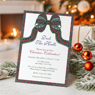 Invitación Fiesta de lazo de cuadros clásicos de Navidad en a