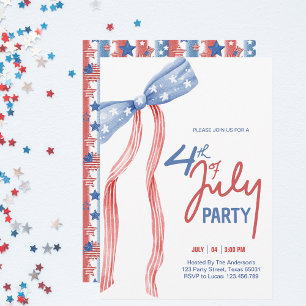Invitación Fiesta de lazo moderna del 4 de julio Patriótica 