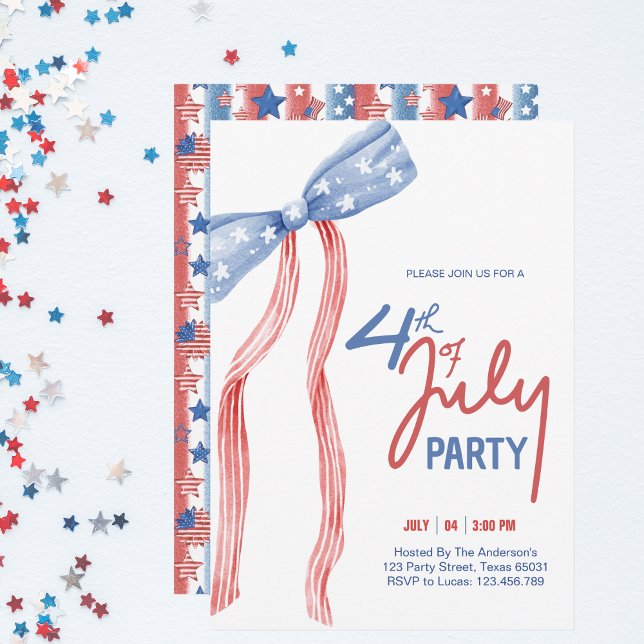 Invitación Fiesta de lazo moderna del 4 de julio Patriótica  (Subido por el creador)